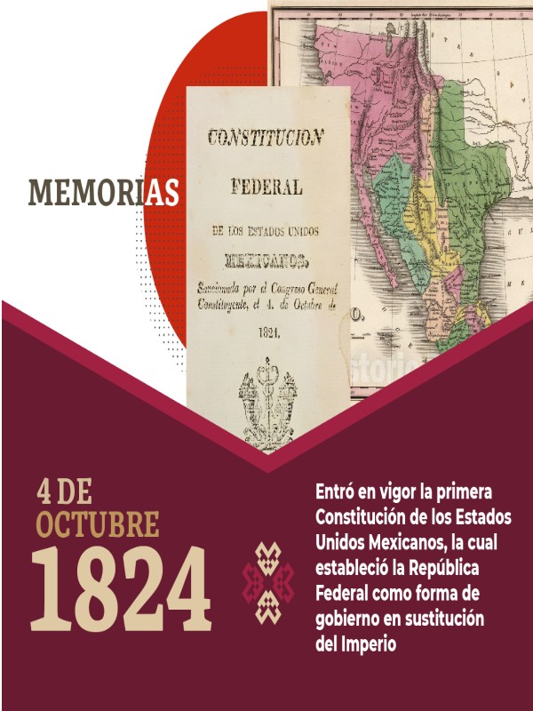 Entra en vigor la primera Constitución de los Estados Unidos Mexicanos